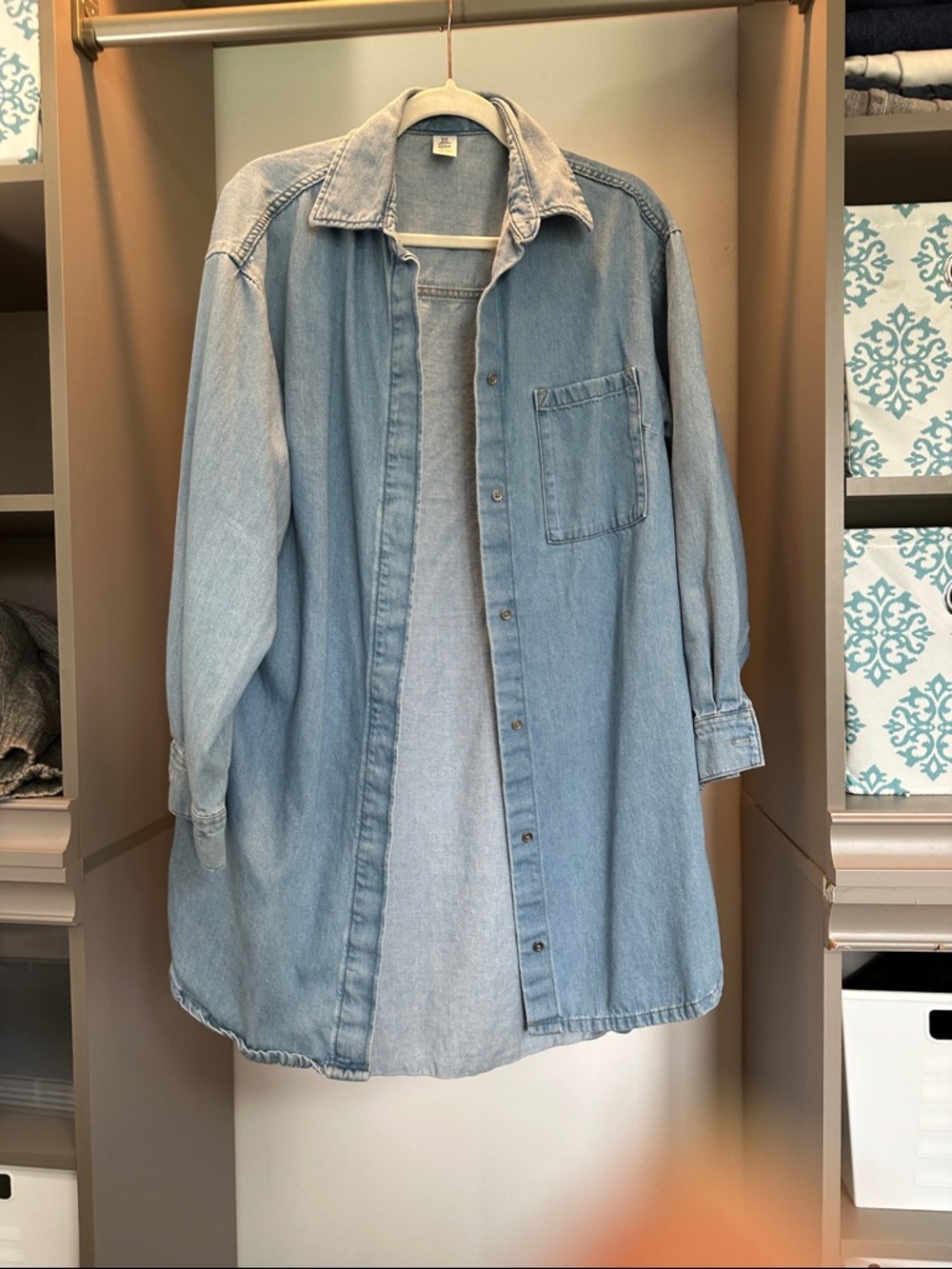 Blue Jean Denim Button-Down Shirt jacket - Relaxed Fit